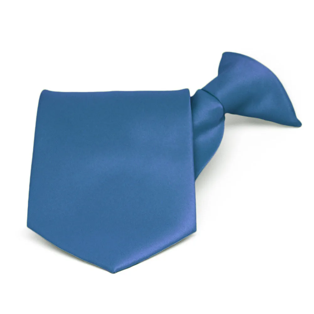 Blue Solid Color Clip-On Tie sold by TieMart