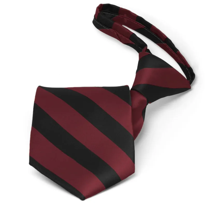 Burgundy and Black Striped Zipper Tie sold by TieMart