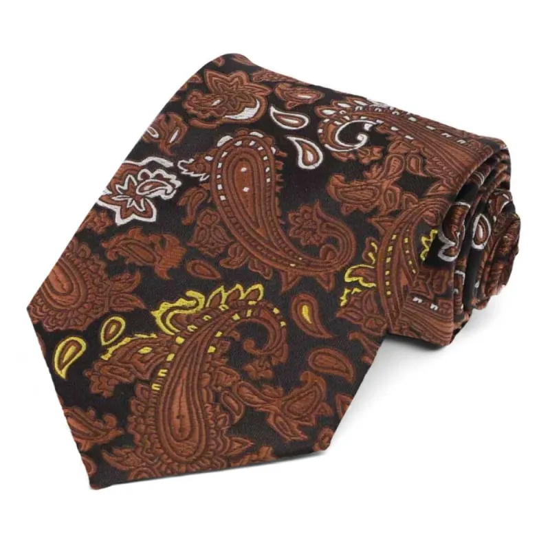 Brown Dartmoor Paisley Necktie sold by TieMart