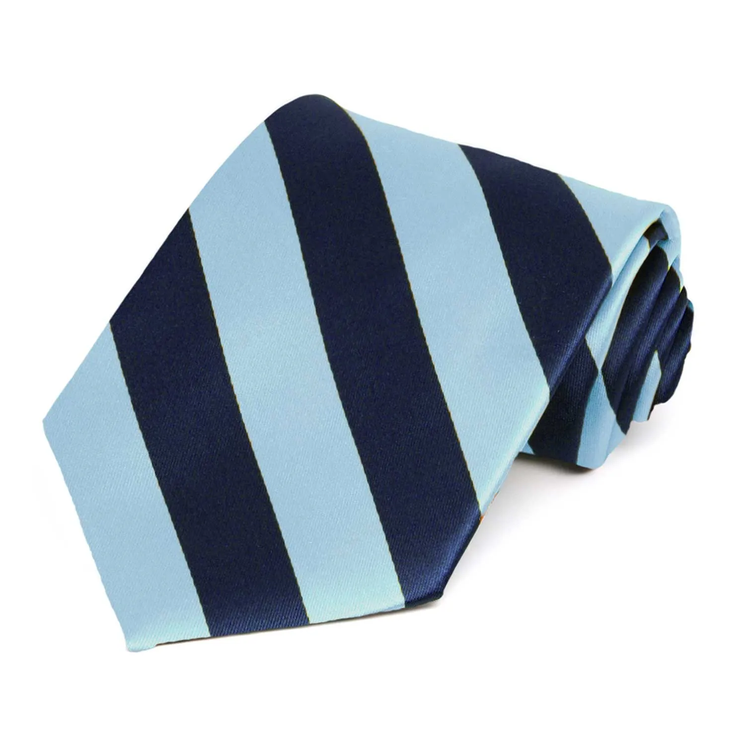 Navy Blue and Light Blue Striped Tie sold by TieMart
