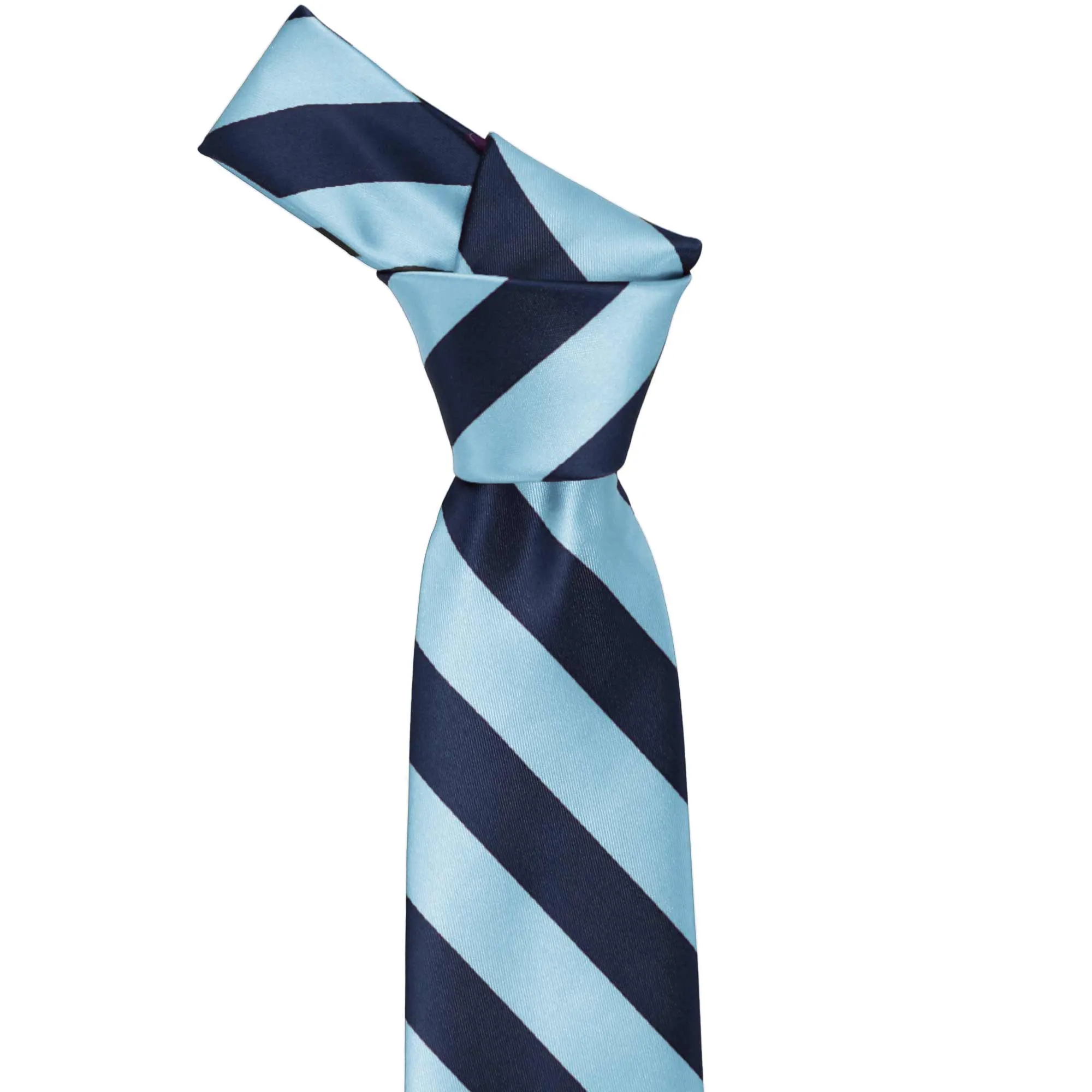 Navy Blue and Light Blue Striped Tie sold by TieMart product image thumbnail 2