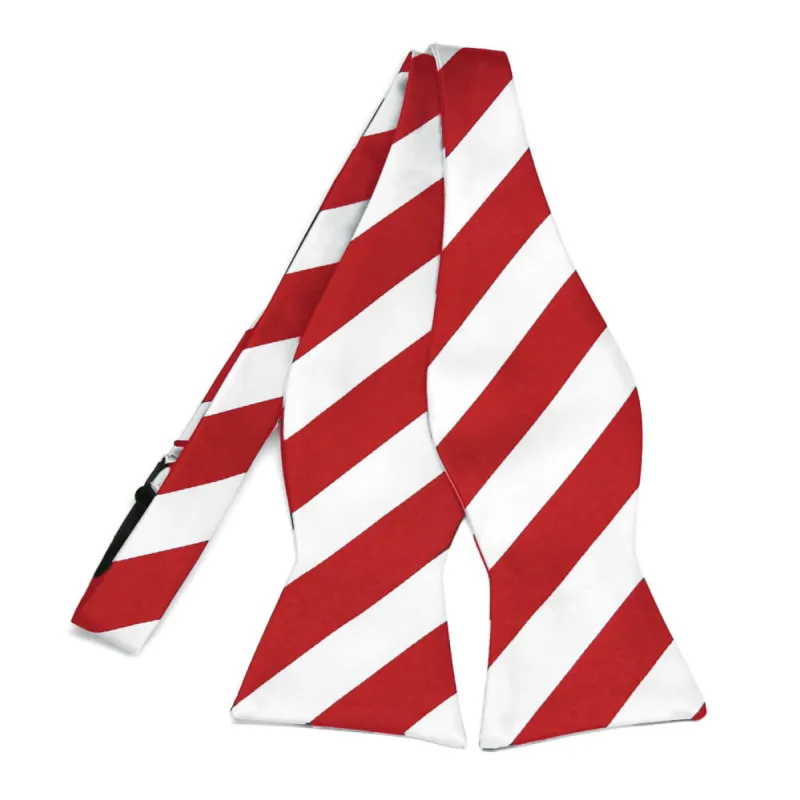 Red and White Striped Self-Tie Bow Tie sold by TieMart