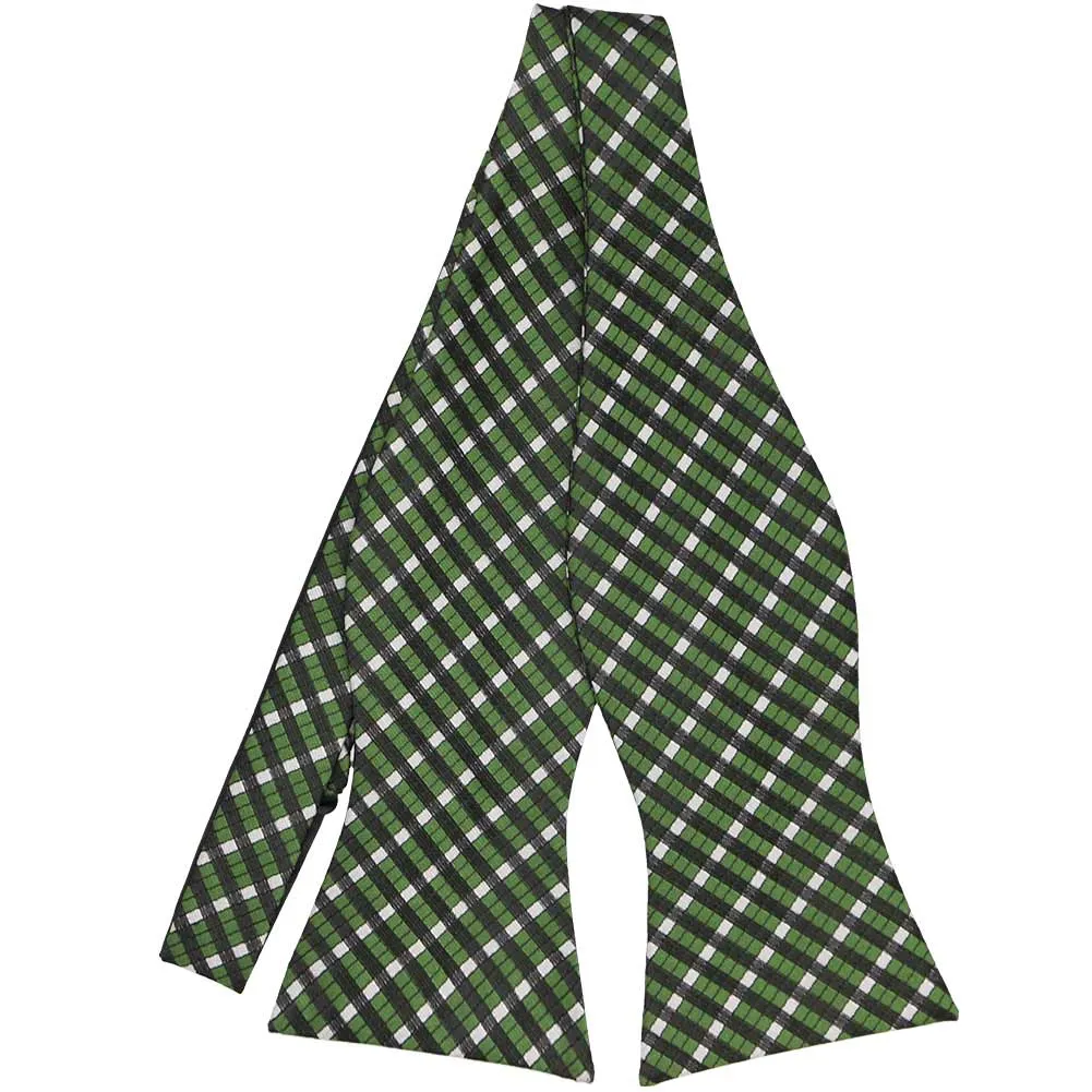 Dark Green George Plaid Self-Tie Bow Tie sold by TieMart