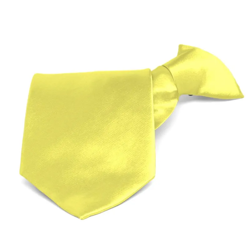 Daffodil Yellow Solid Color Clip-On Tie sold by TieMart