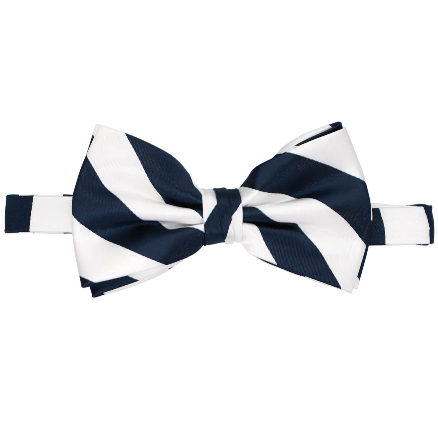 Navy Blue and White Striped Bow Tie sold by TieMart product image thumbnail 2