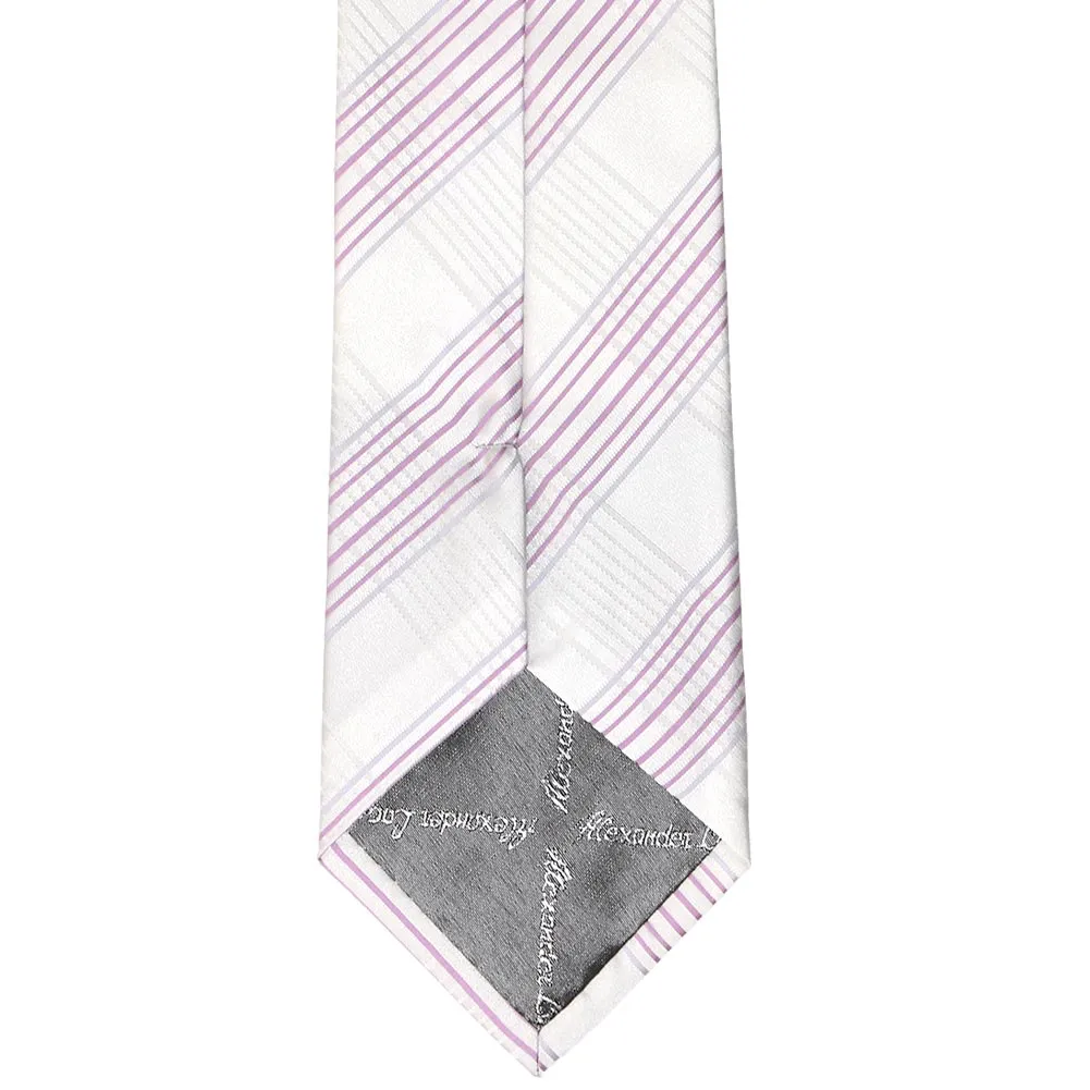 White Jeffrey Plaid Zipper Tie sold by TieMart product image thumbnail 3