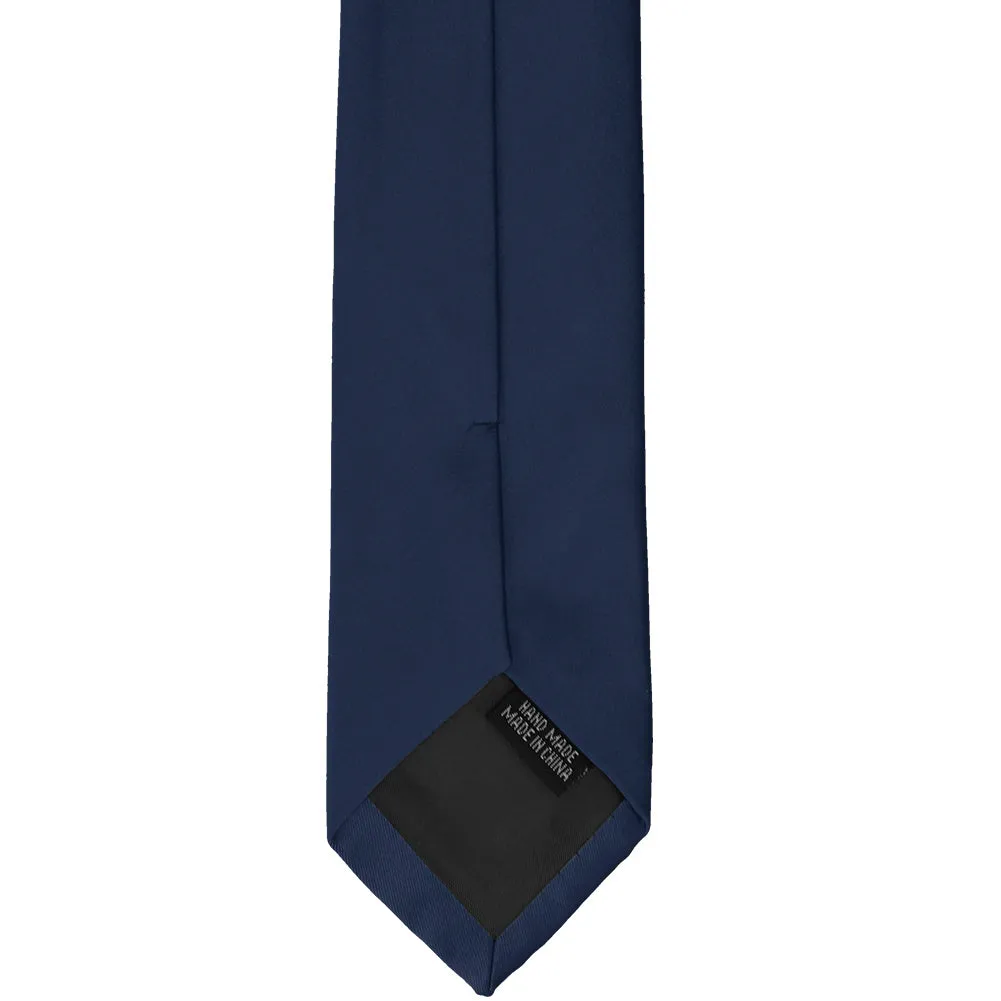 Navy Blue Premium Slim Necktie, 2.5" Width sold by TieMart product image thumbnail 4