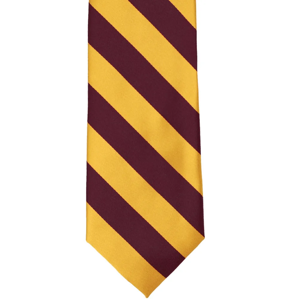 Maroon and Golden Yellow Striped Tie sold by TieMart product image thumbnail 3