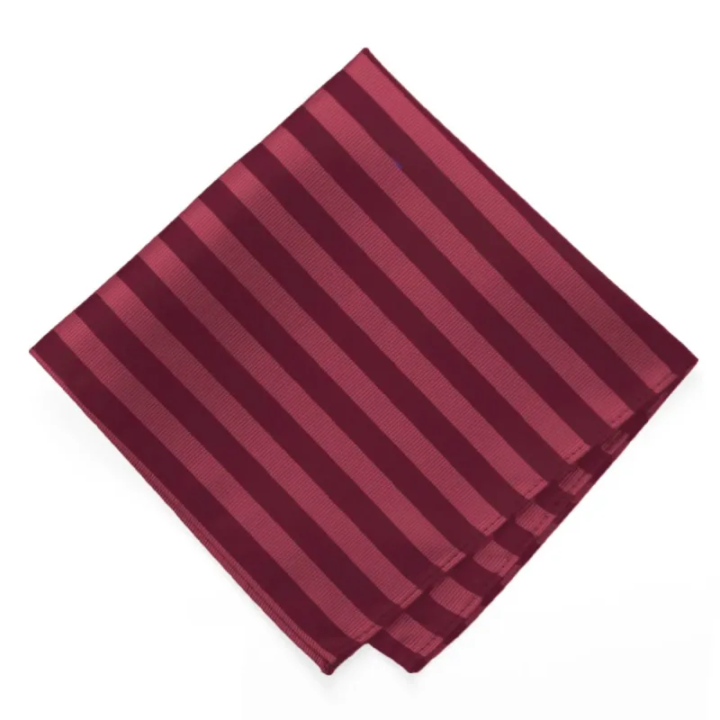 Burgundy Formal Striped Pocket Square sold by TieMart