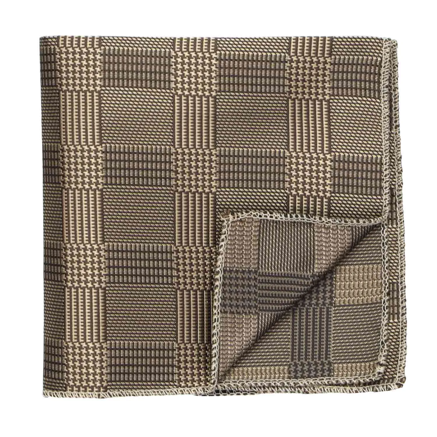 Toffee Brown Michael Glen Plaid Pocket Square sold by TieMart product image thumbnail 2