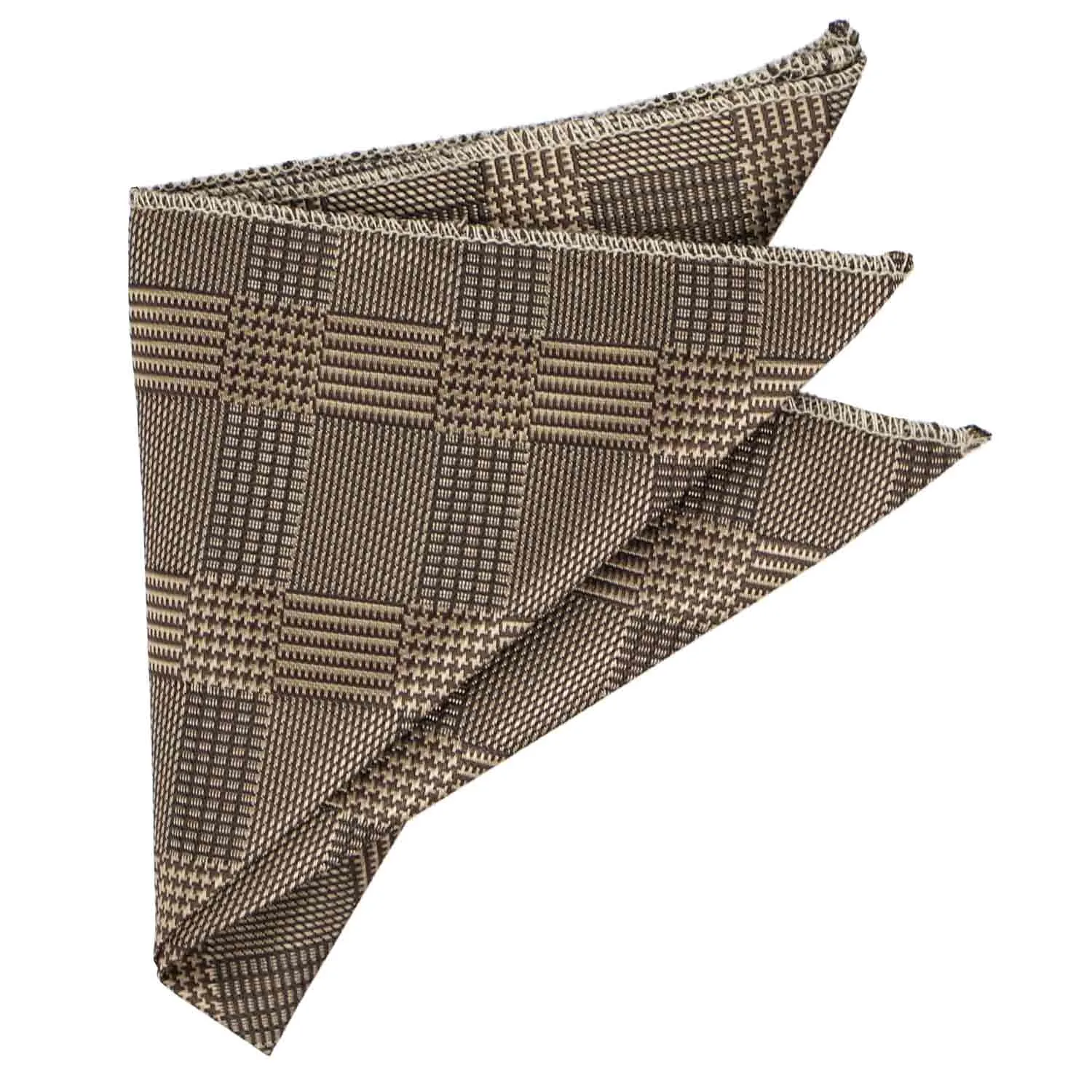 Toffee Brown Michael Glen Plaid Pocket Square sold by TieMart product image thumbnail 3
