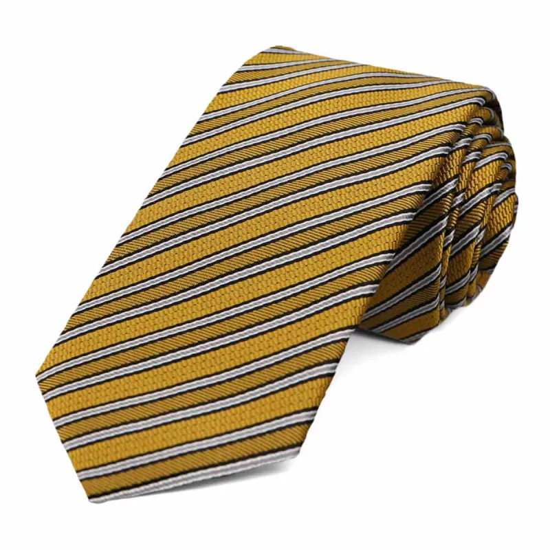 Old Gold Alice Striped Slim Necktie sold by TieMart