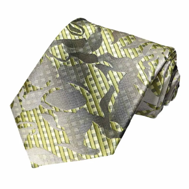 Lime Green Dunlap Floral Necktie sold by TieMart