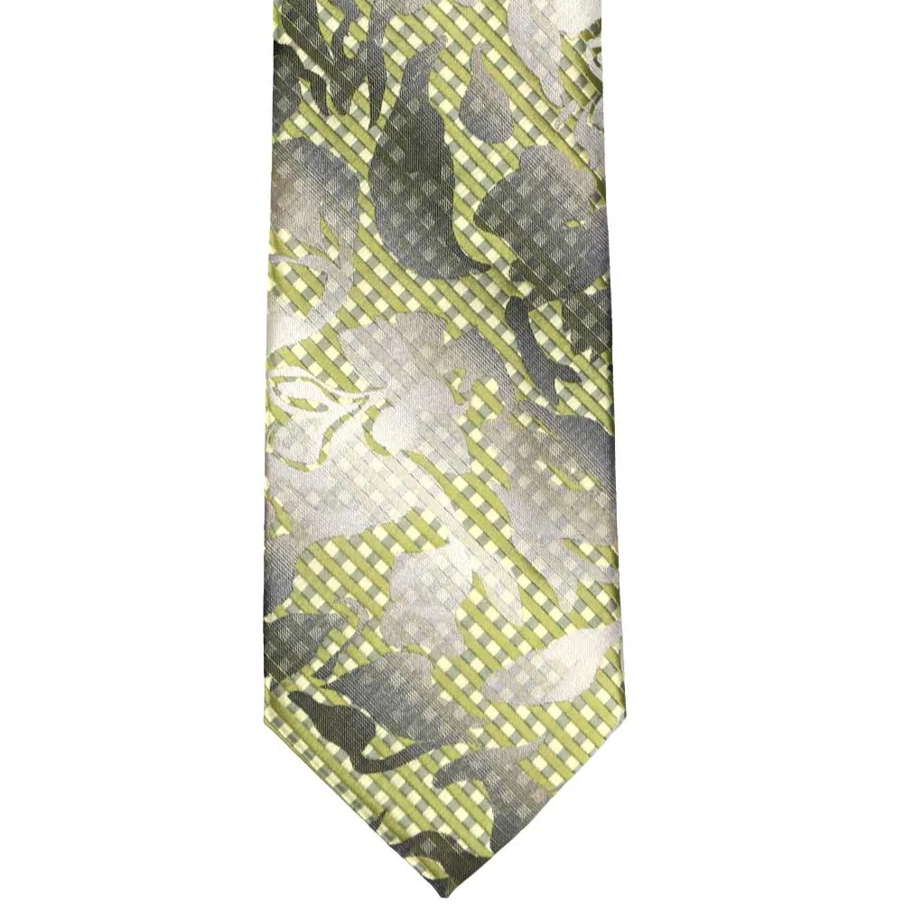 Lime Green Dunlap Floral Necktie sold by TieMart product image thumbnail 2
