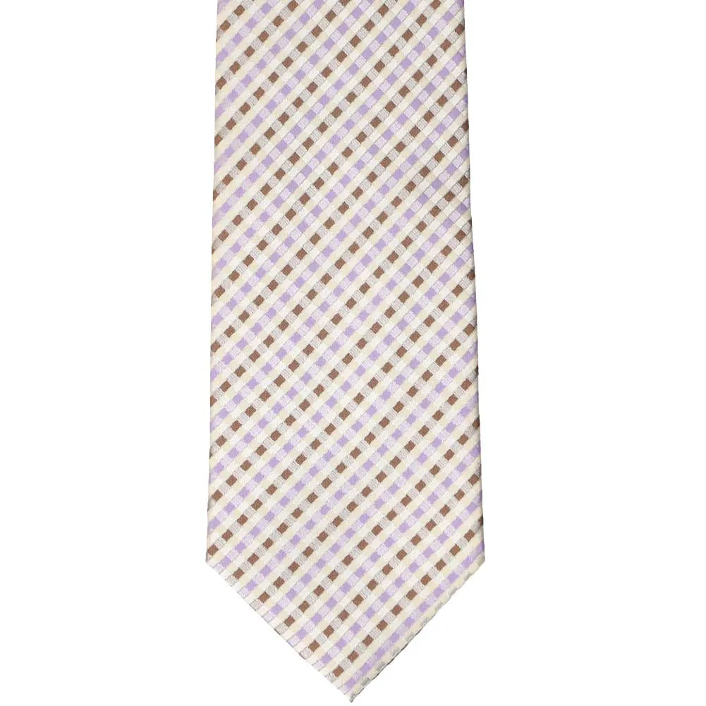 Cream George Plaid Necktie sold by TieMart product image thumbnail 3