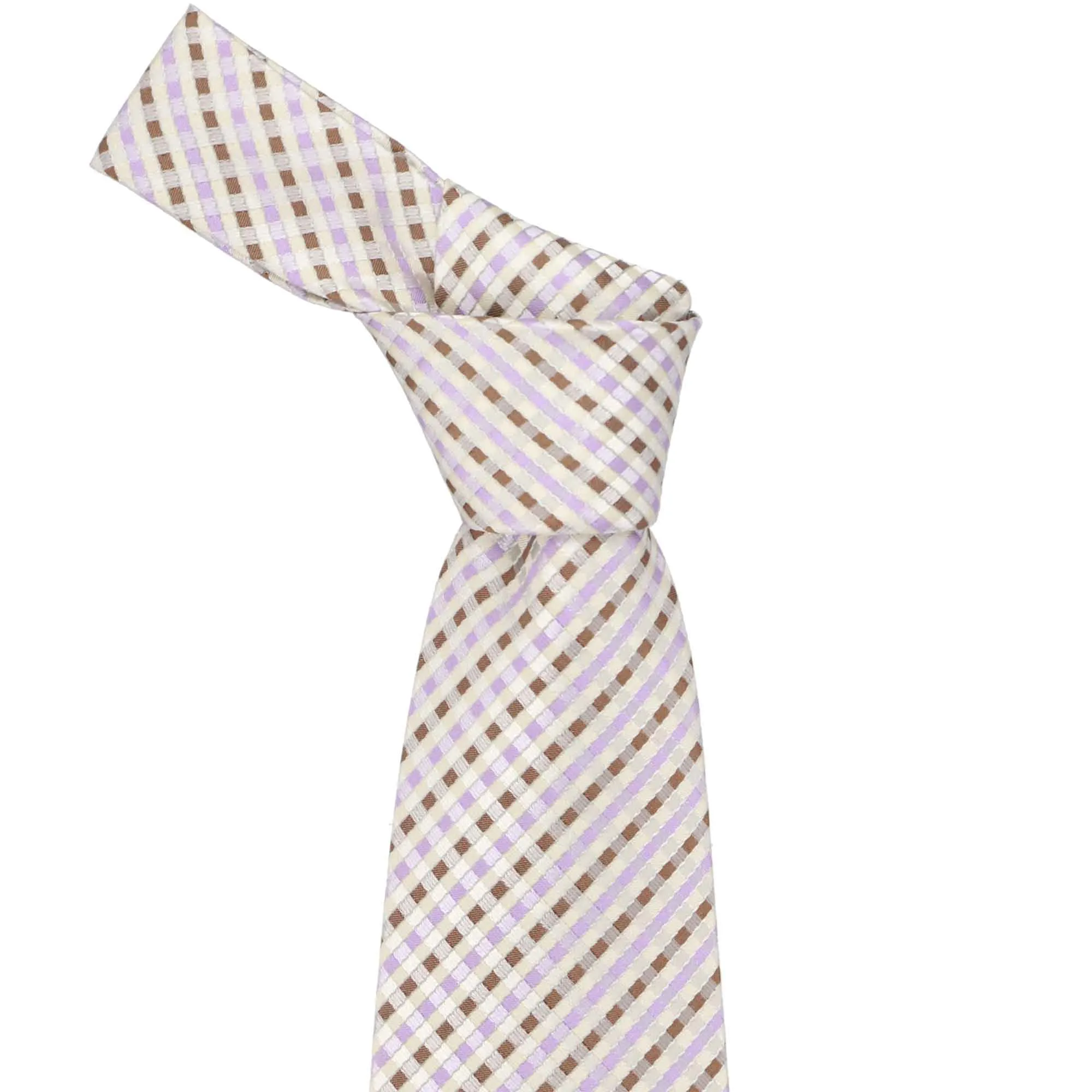 Cream George Plaid Necktie sold by TieMart product image thumbnail 2