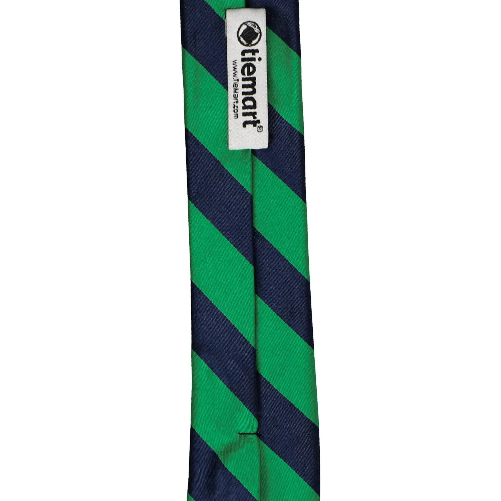 Kelly Green and Navy Blue Striped Skinny Tie, 2" Width sold by TieMart product image thumbnail 3