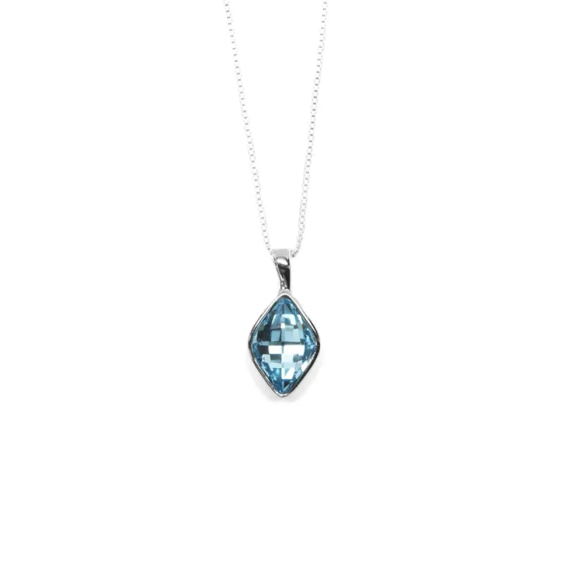 Pale Blue Rhombus Shaped Crystal Necklace sold by TieMart