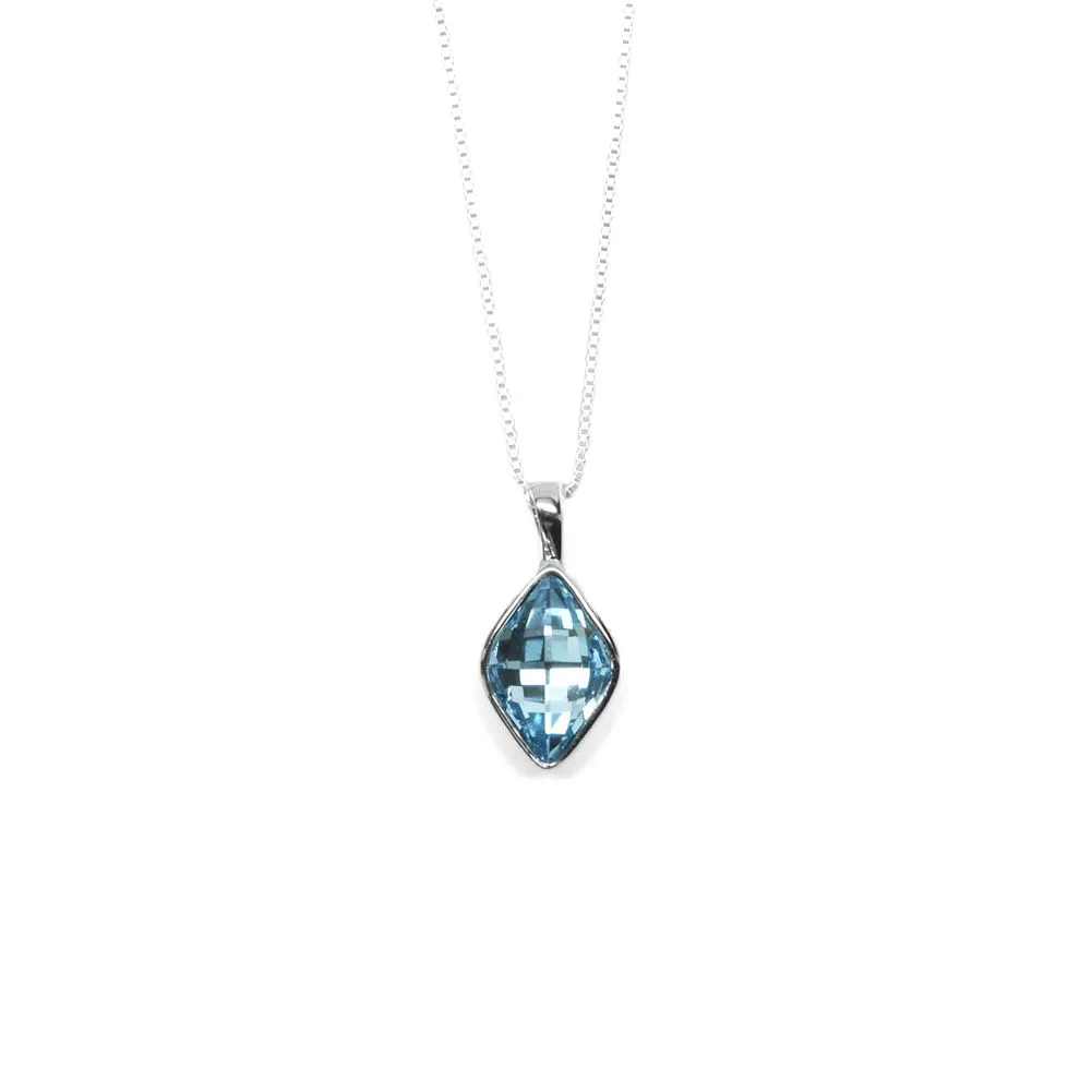 Pale Blue Rhombus Shaped Crystal Necklace sold by TieMart