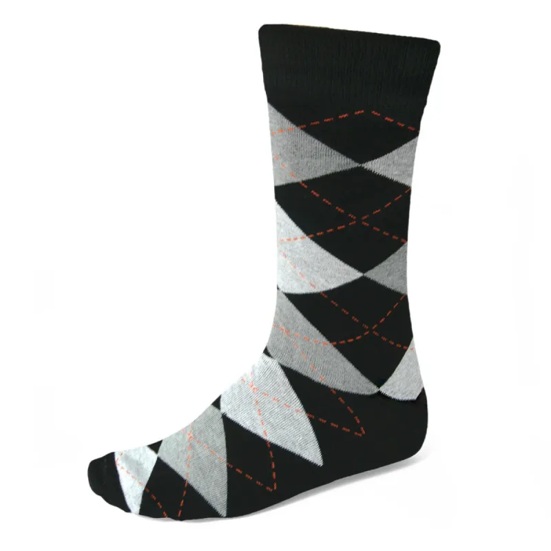 Men's Black and Gray Argyle Socks sold by TieMart