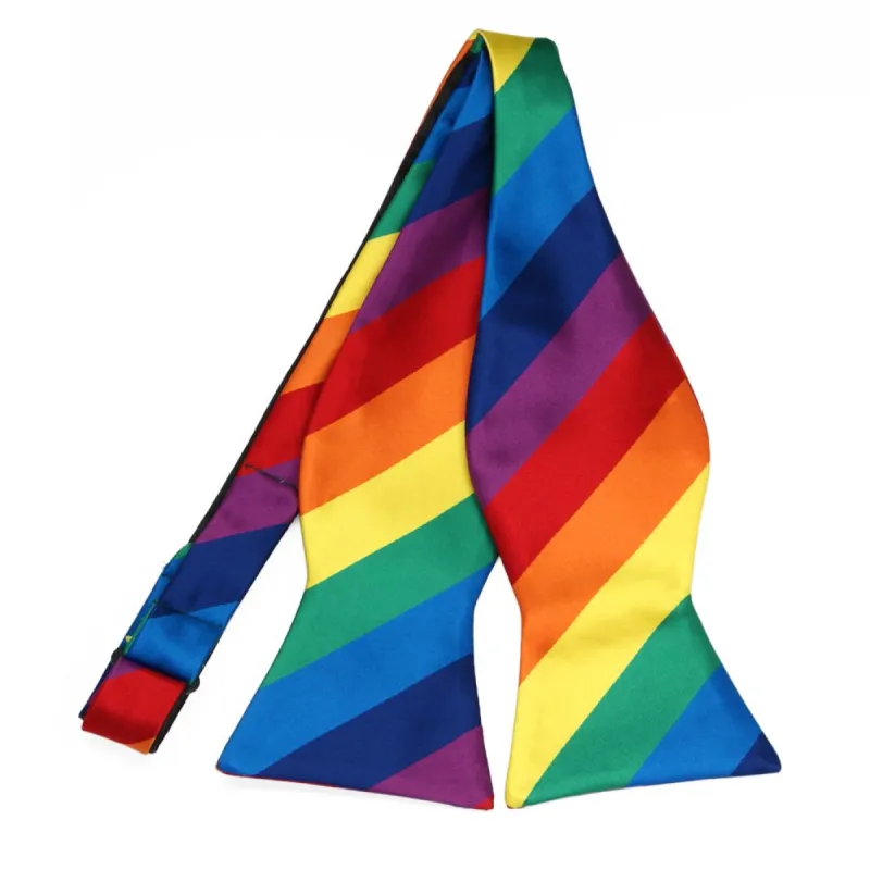 Rainbow Striped Self-Tie Bow Tie sold by TieMart