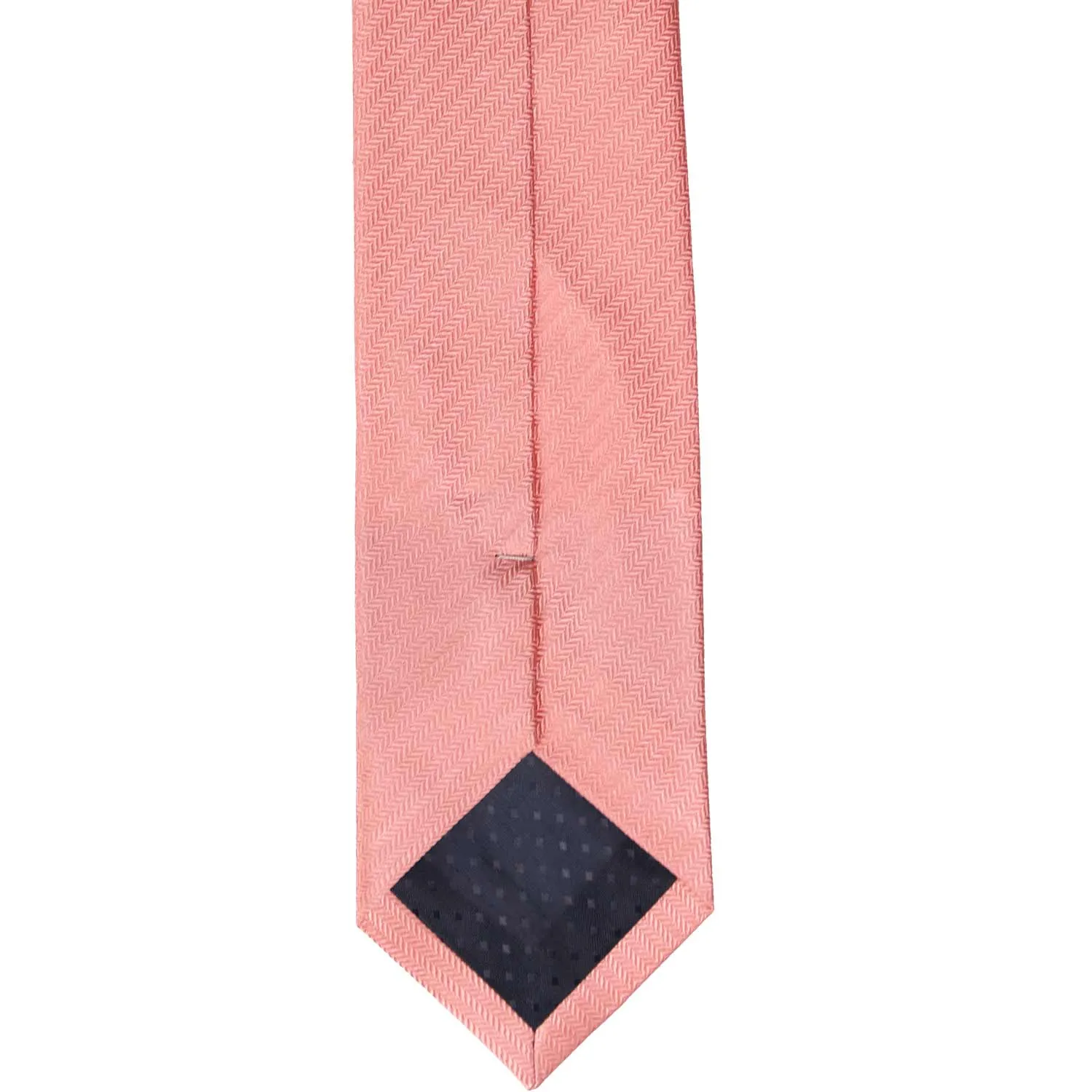 Light Coral Herringbone Silk Slim Necktie, 2.5" Width sold by TieMart product image thumbnail 4