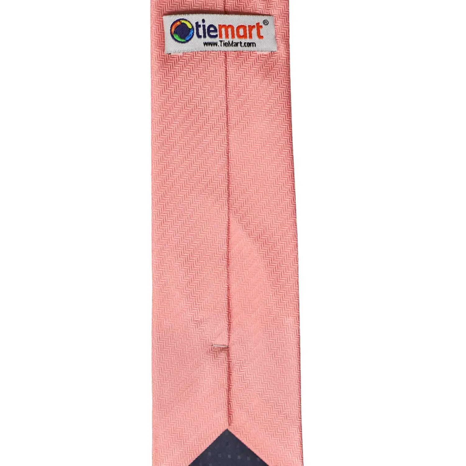 Light Coral Herringbone Silk Slim Necktie, 2.5" Width sold by TieMart product image thumbnail 3