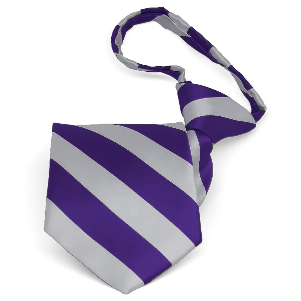 Dark Purple and Silver Striped Zipper Tie sold by TieMart