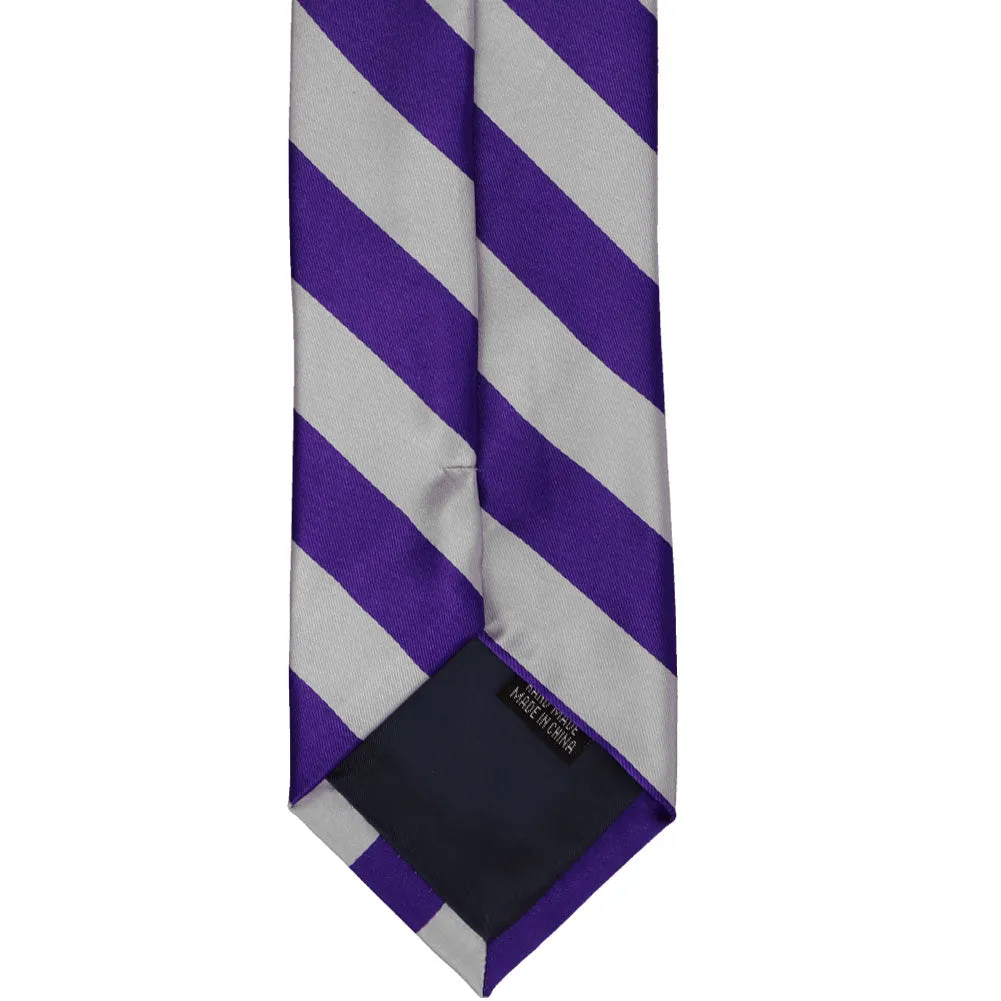 Dark Purple and Silver Striped Zipper Tie sold by TieMart product image thumbnail 5
