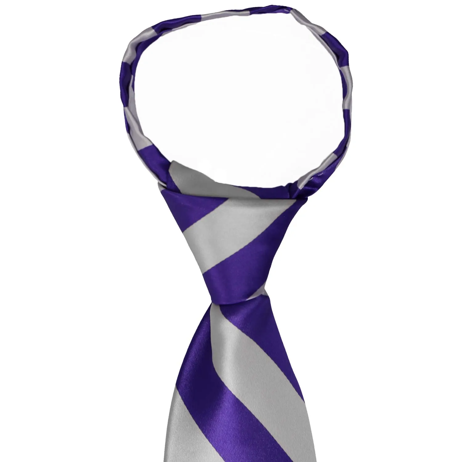 Dark Purple and Silver Striped Zipper Tie sold by TieMart product image thumbnail 2