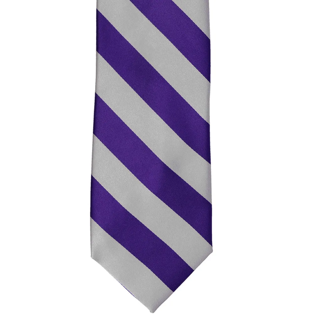 Dark Purple and Silver Striped Zipper Tie sold by TieMart product image thumbnail 3