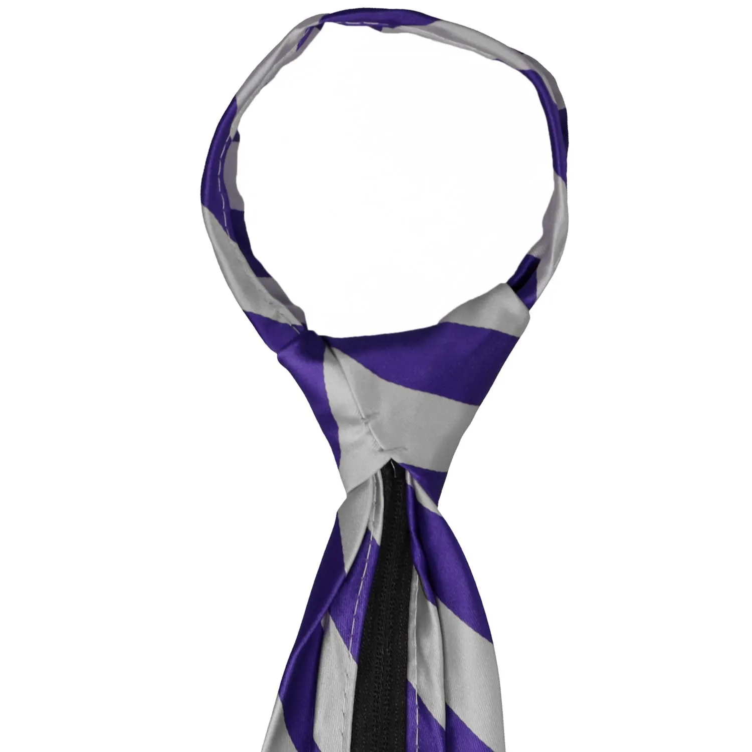Dark Purple and Silver Striped Zipper Tie sold by TieMart product image thumbnail 4
