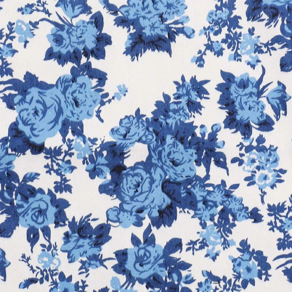 Blue and White Pasadena Floral Pocket Square sold by TieMart product image thumbnail 4