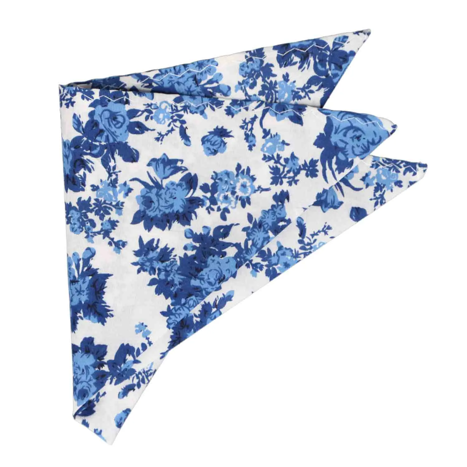 Blue and White Pasadena Floral Pocket Square sold by TieMart product image thumbnail 3