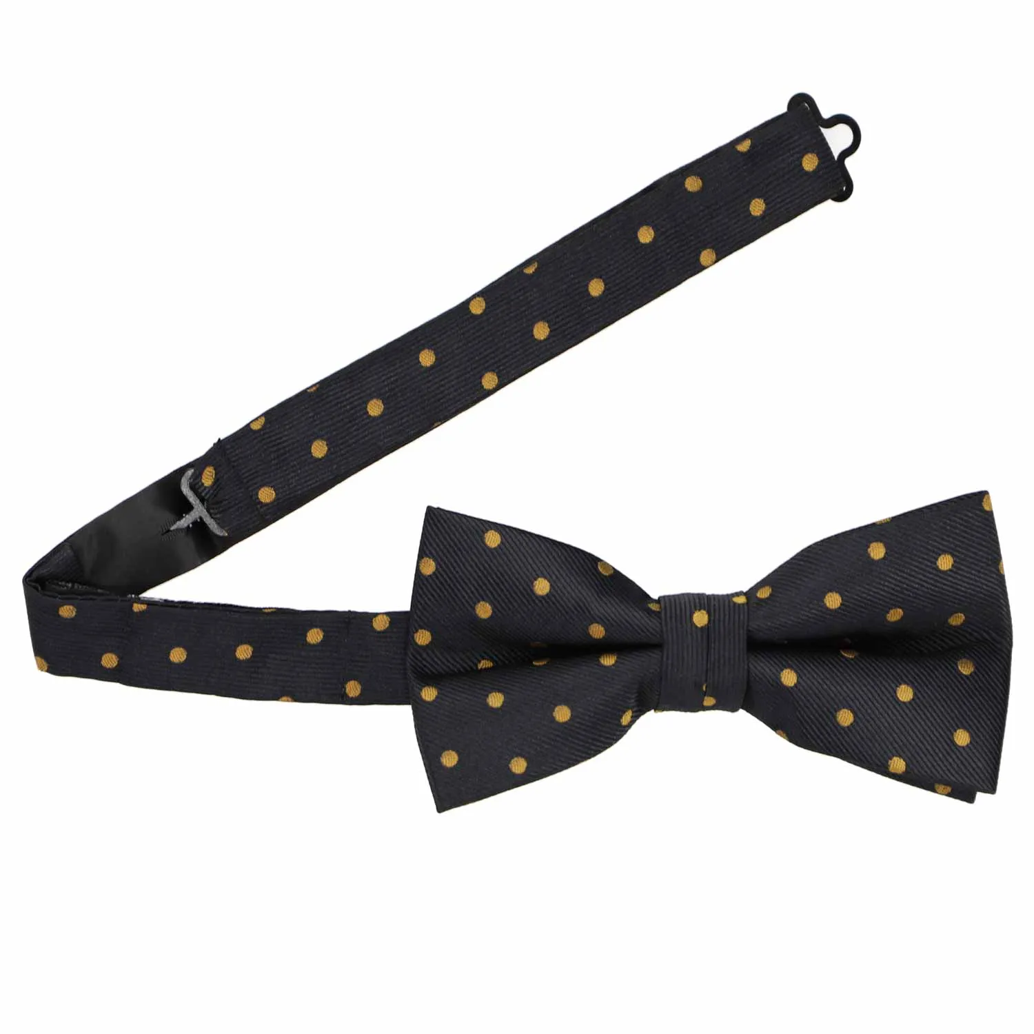 Black and Old Gold Polka Dot Bow Tie sold by TieMart product image thumbnail 3