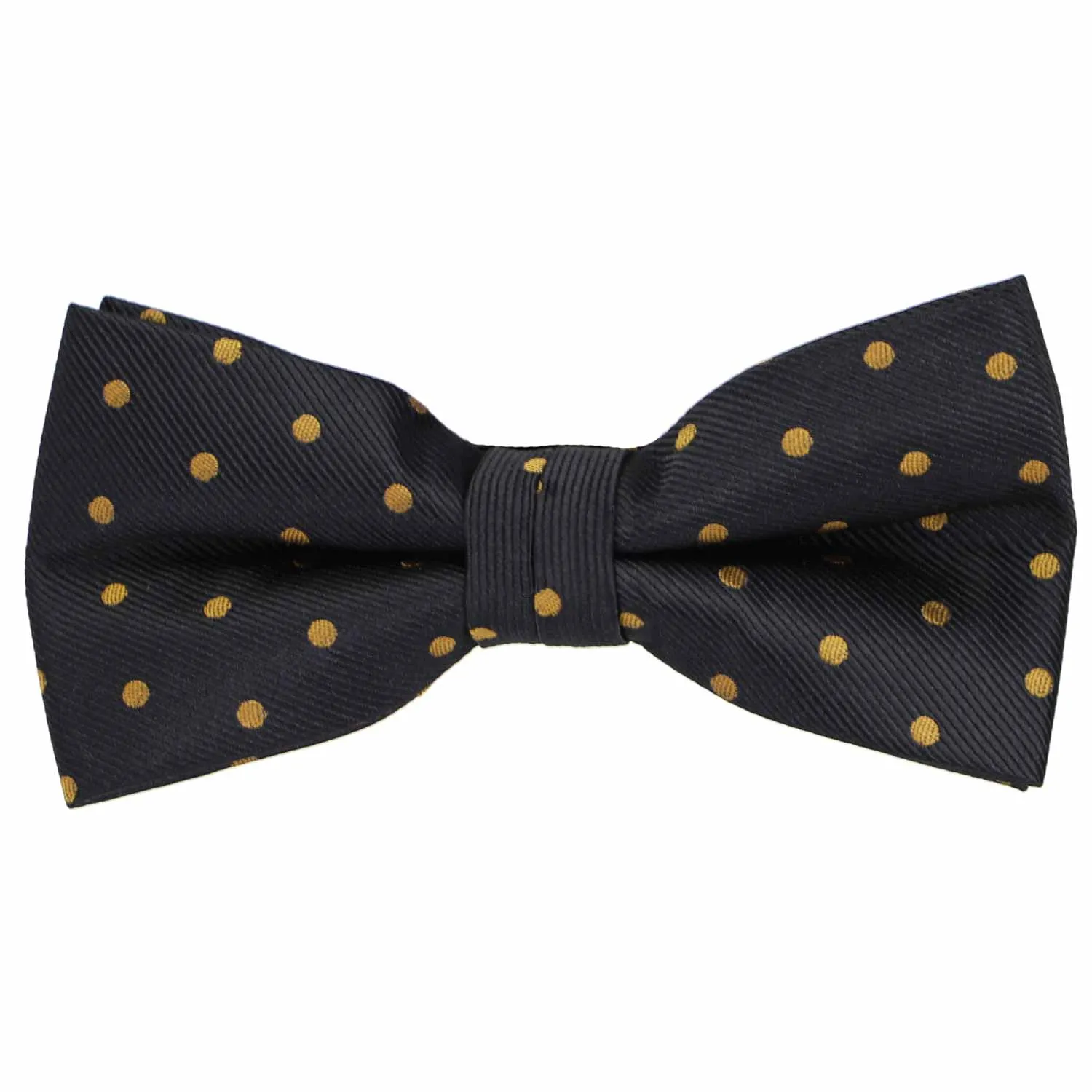 Black and Old Gold Polka Dot Bow Tie sold by TieMart