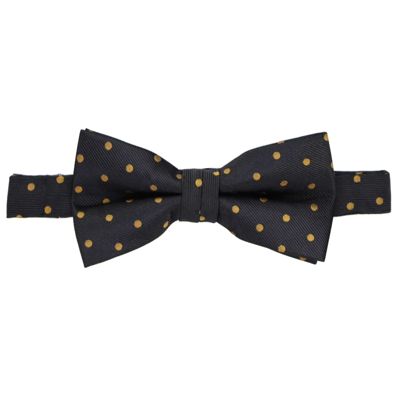 Black and Old Gold Polka Dot Bow Tie sold by TieMart product image thumbnail 2