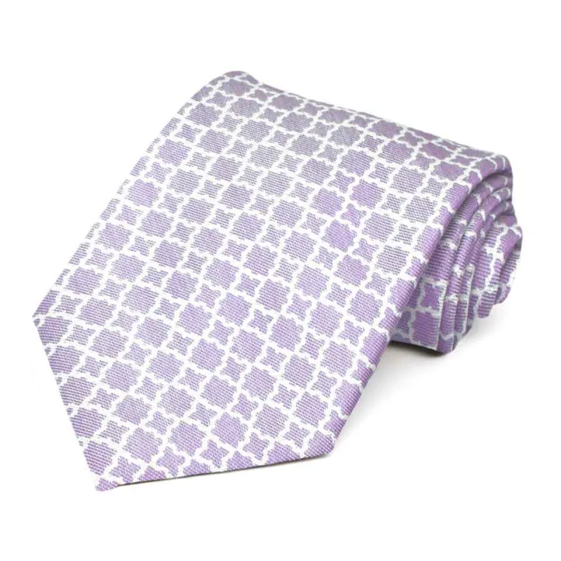 Purple Moroccan Trellis Cotton/Silk Extra Long Necktie sold by TieMart