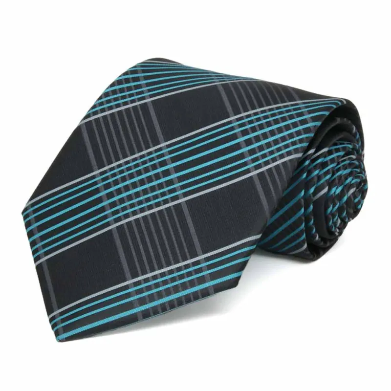 Turquoise Jeffrey Plaid Necktie sold by TieMart