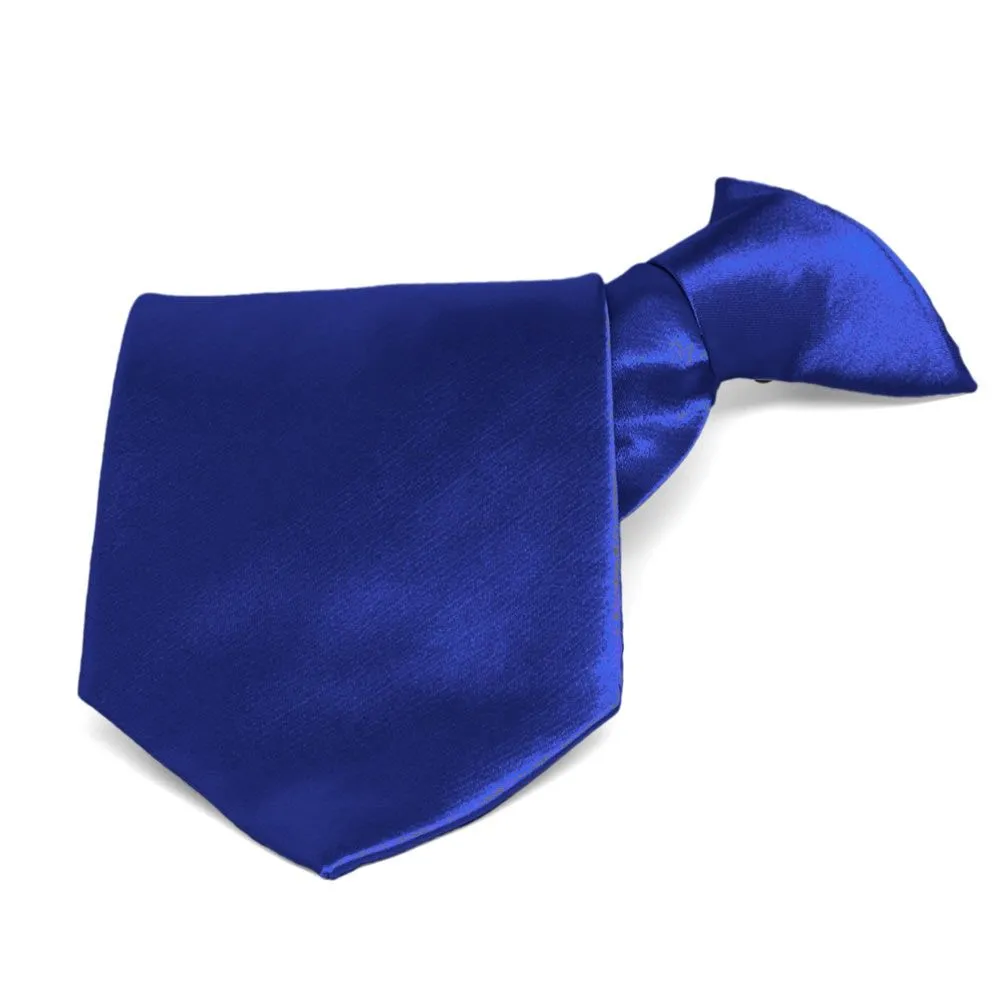 Sapphire Blue Solid Color Clip-On Tie sold by TieMart
