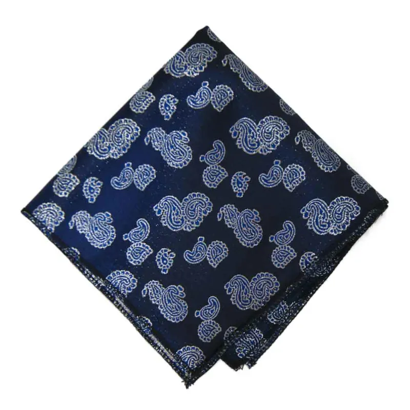 Dark Blue Ivanhoe Paisley Pocket Square sold by TieMart