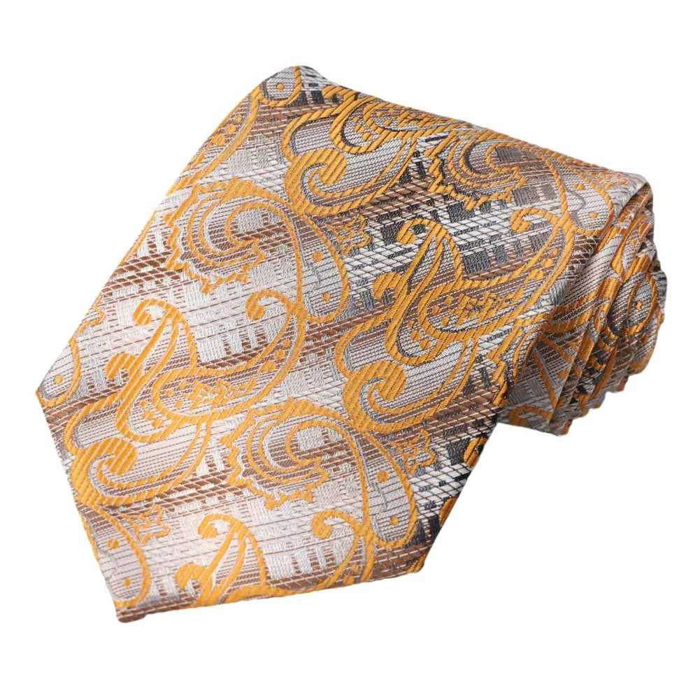 Orange and Brown Viking Paisley Necktie sold by TieMart
