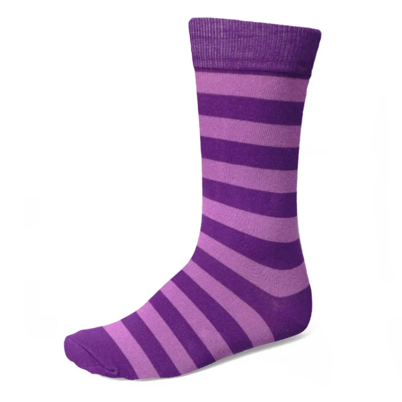 Men's Violet and Bright Lavender Striped Socks sold by TieMart