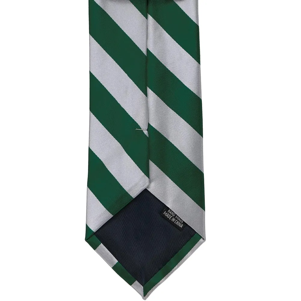 Hunter Green and Silver Striped Tie sold by TieMart product image thumbnail 5