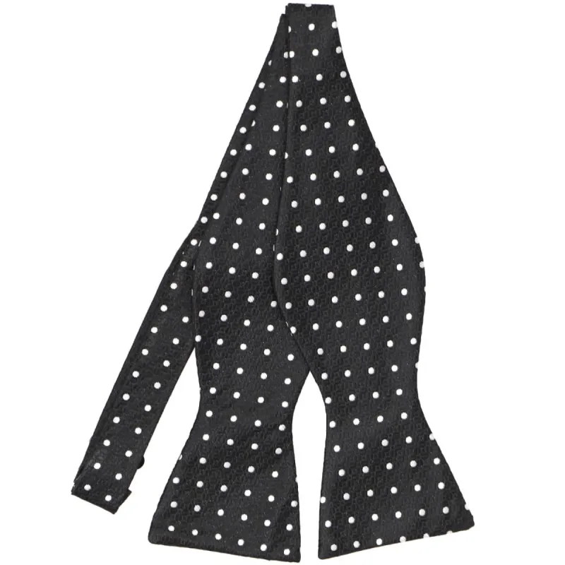 Black and White Bamba Dot Self-Tie Bow Tie sold by TieMart