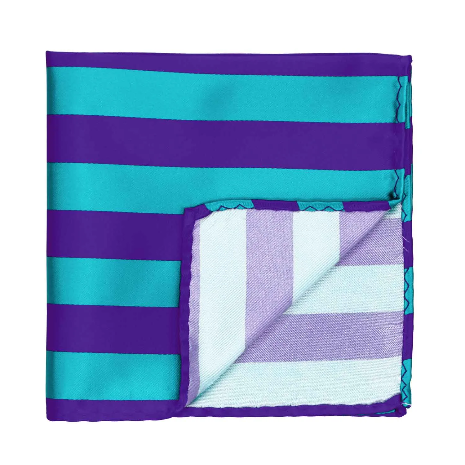 Dark Purple and Turquoise Striped Pocket Square sold by TieMart product image thumbnail 2