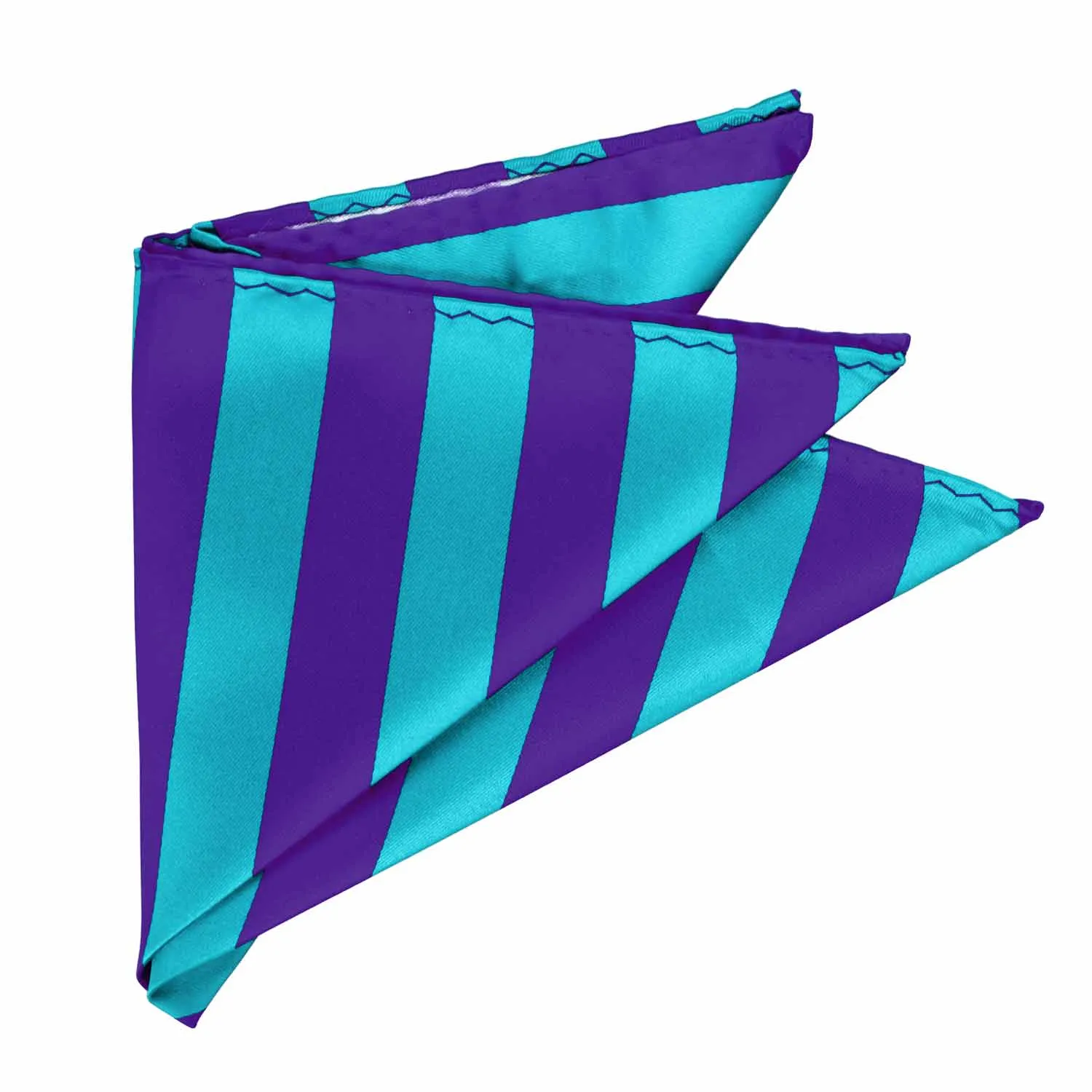 Dark Purple and Turquoise Striped Pocket Square sold by TieMart product image thumbnail 3