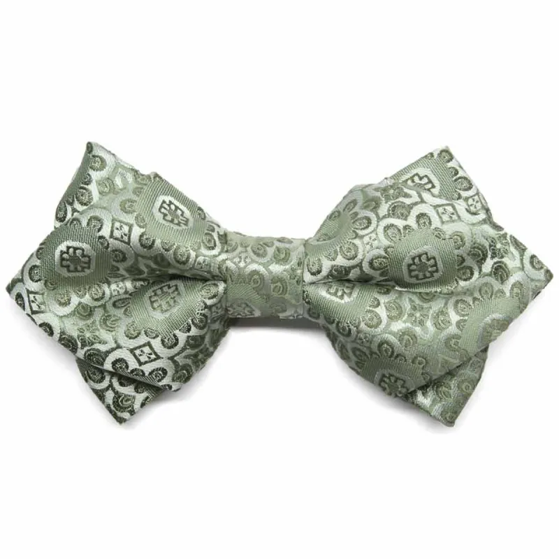 Mint Green Emma Floral Pattern Diamond Tip Bow Tie sold by TieMart