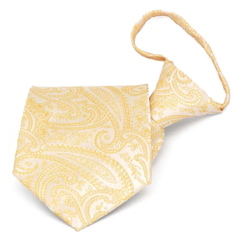 Soft Yellow Clara Paisley Zipper Tie sold by TieMart
