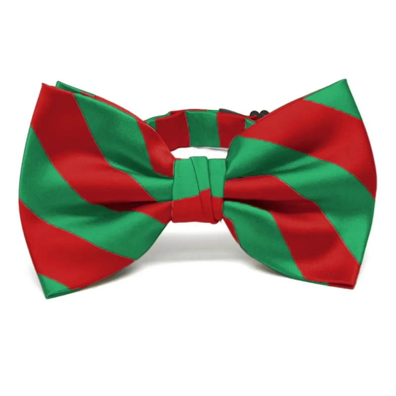 Red and Green Striped Bow Tie sold by TieMart
